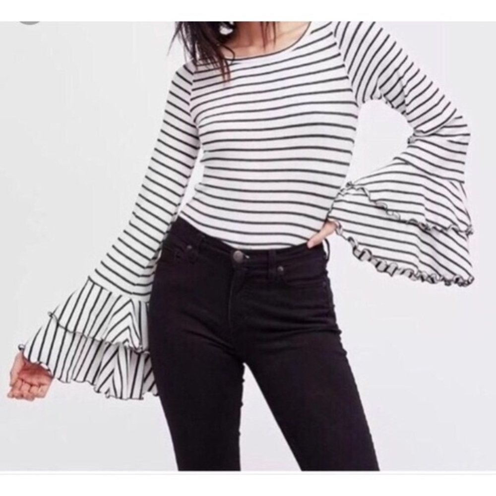 LIKE NEW WE THE FREE striped bell sleeve